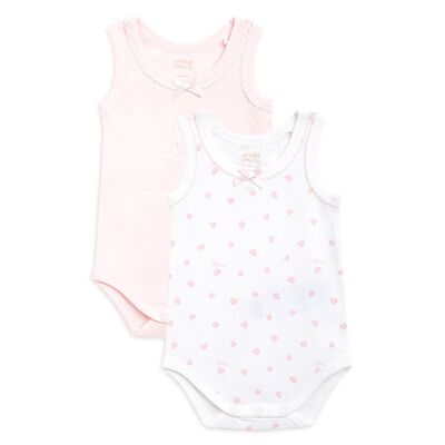 Girls Light Pink Set Of 2 Body Suit